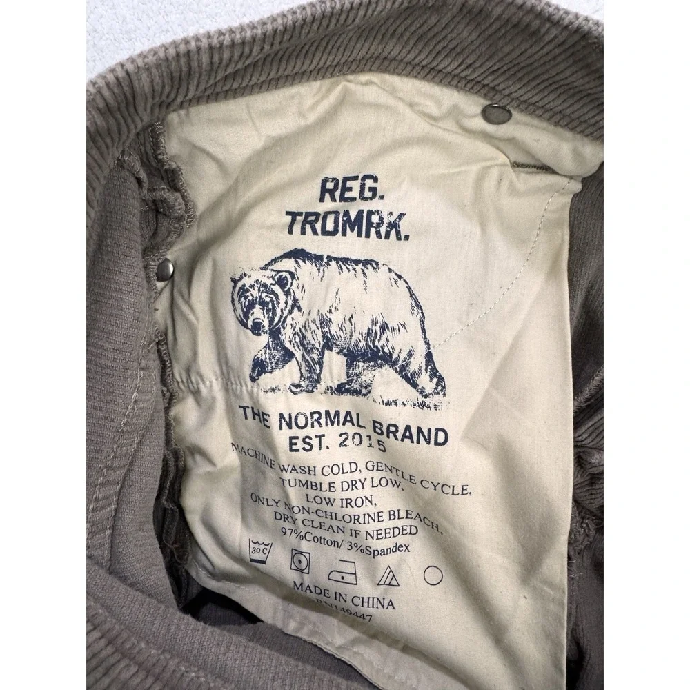 Normal Brand Corduroy Pants Men 34x34 Brown Straight Wale‎ Cord 5 Pocket
